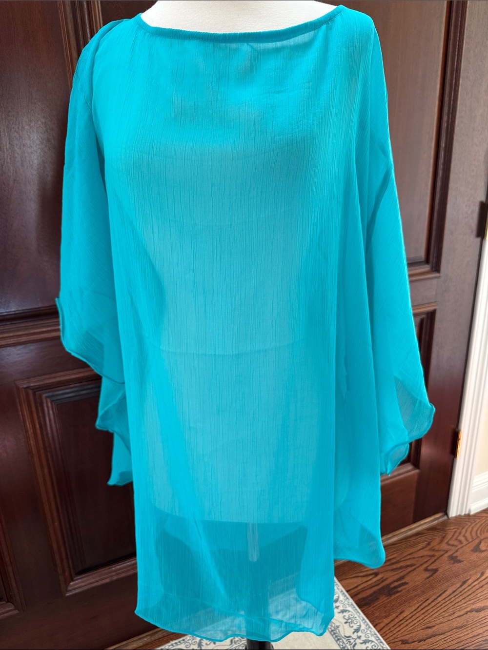 Echo Bright Teal Sheer Swim Coverup
